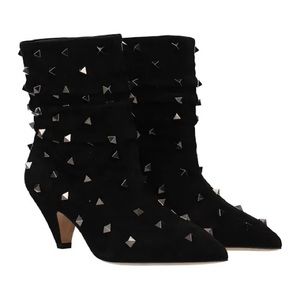 Valentino Garavani black suede Rockstud kitten heel booties